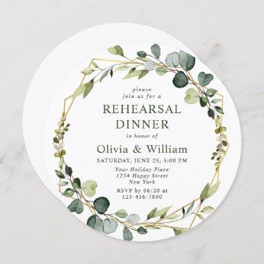 Modern Eucalyptus Wreath Frame REHEARSAL DINNER Invitations
