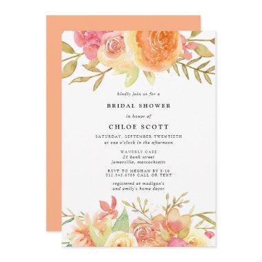 Modern Fall Rose Flowers Bridal Shower Invitations