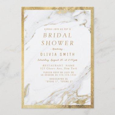 Modern faux gilded gold marble bridal shower Invitations