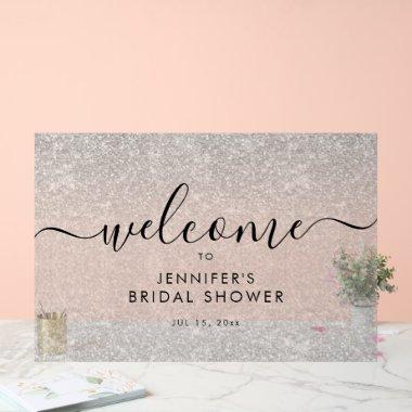 Modern Faux Glitter  Welcome SILVER Acrylic Sign