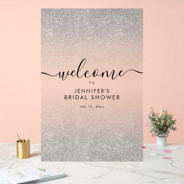 Modern Faux Glitter  Welcome SILVER Acrylic Sign