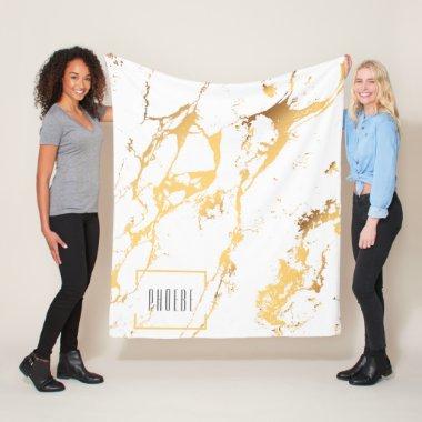 Modern Faux Gold Abstract Pattern Fleece Blanket