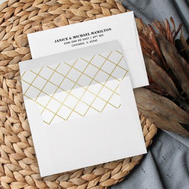Modern Faux Gold Geometric Pattern Lined Envelope