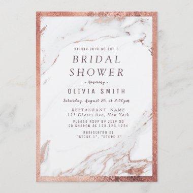 Modern faux rose gold marble bridal shower Invitations