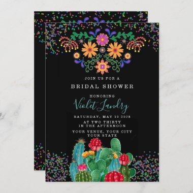Modern Fiesta and Cactus Colorful Bridal Shower Invitations