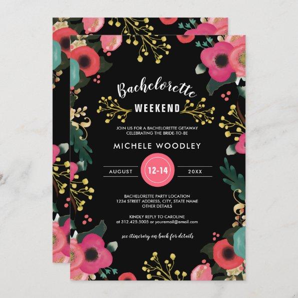 Modern Floral Bachelorette Weekend Invitations