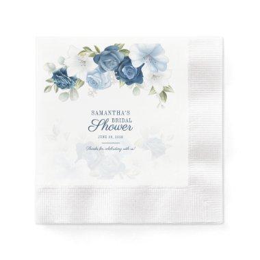 Modern Floral Bloom Eucalyptus Script Paper Napkins