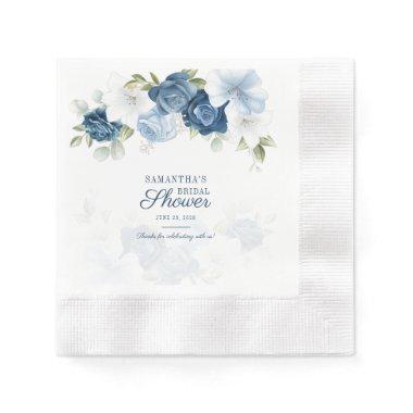 Modern Floral Bloom Eucalyptus Script Paper Napkins