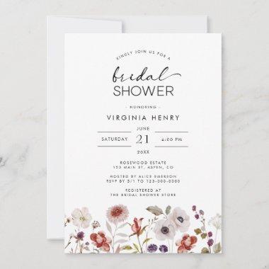 Modern Floral Boho Bridal Shower Invitations