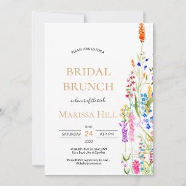 Modern Floral Bridal Shower Brunch Invitations