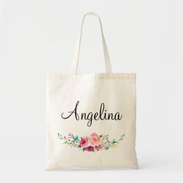 Modern Floral Bridesmaid Personalized-5 Tote Bag