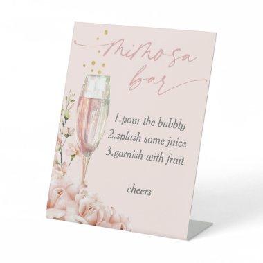 Modern floral calligraphy chic mimosa bar sign