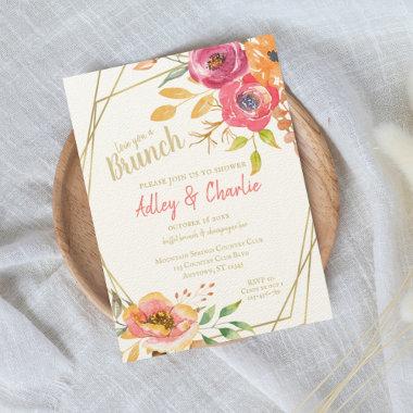 Modern Floral Fall Watercolor Brunch Shower Invite