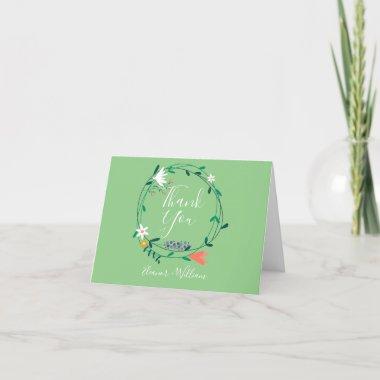 Modern Floral Garland Thank You Invitations