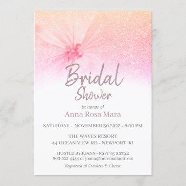 *~* Modern Floral Glitter Pastel Bridal Shower Invitations