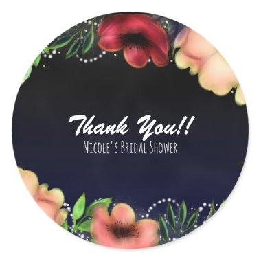 Modern Floral Glow Chic Evening Party Favor Classic Round Sticker