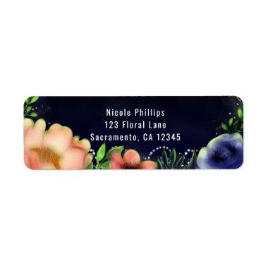 Modern Floral Glow Chic Evening Party Invitations Label