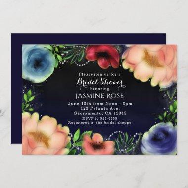 Modern Floral Glow Chic Evening Party Invitations