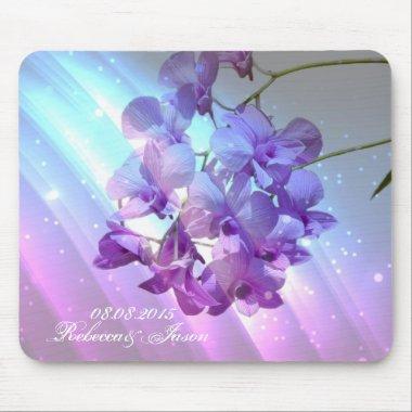 modern floral lilac purple orchid wedding mouse pad