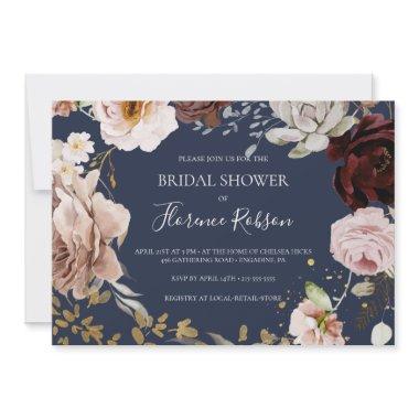 Modern Floral | Navy Horizontal