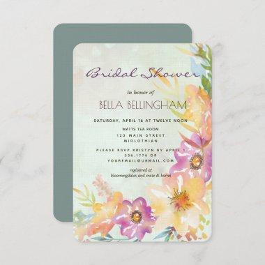 Modern Floral Pastel Bridal Shower Invitations