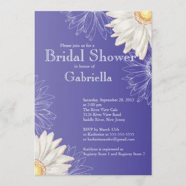 Modern Floral Purple Daisy Bridal Shower Invitations