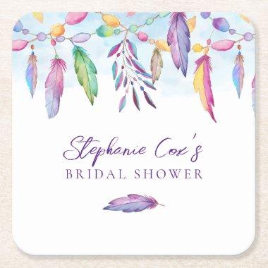 Modern Floral Square Paper Coaster