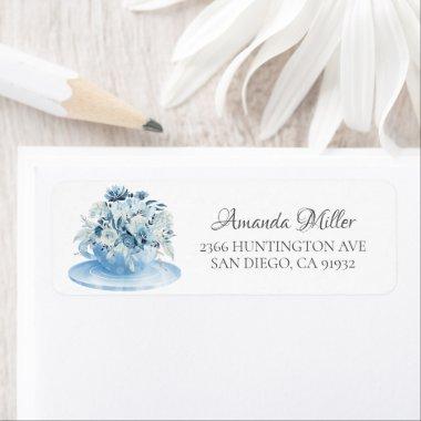 Modern Floral Teacup Bridal Return Address Label