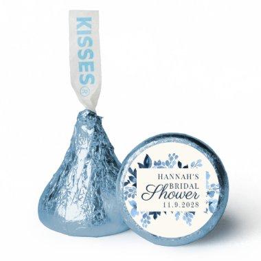 Modern Floral Watercolor BlueScript Bridal Shower Hershey®'s Kisses®