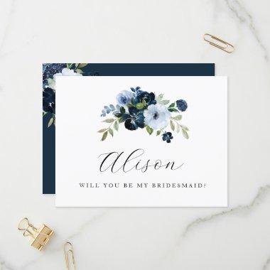 modern floral will you be my bridesmaid Invitations