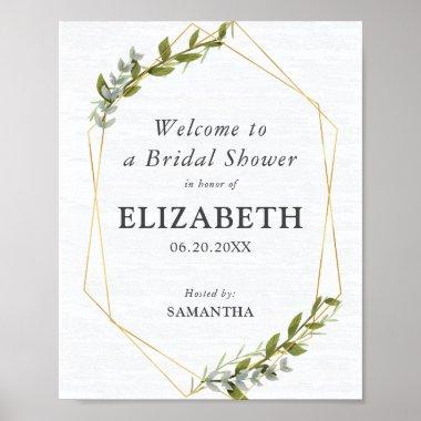 Modern Foliage Geometric Bridal Shower Sign