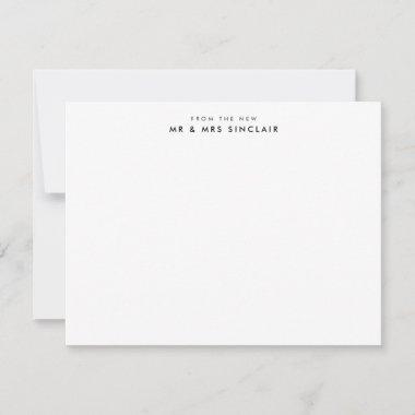 Modern From the New Mr and Mrs Last Name Couple Note Invitations