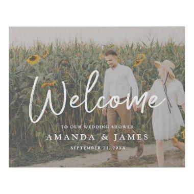 Modern Full Photo Couples Shower Welcome Faux Canvas Print