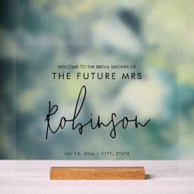Modern FUTURE MRS  Welcome Black Acrylic Sign