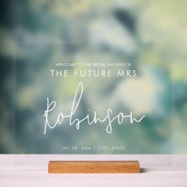 Modern FUTURE MRS  Welcome White Acrylic Sign