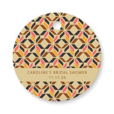 Modern Geometric Black Yellow Custom Bridal Shower Favor Tags