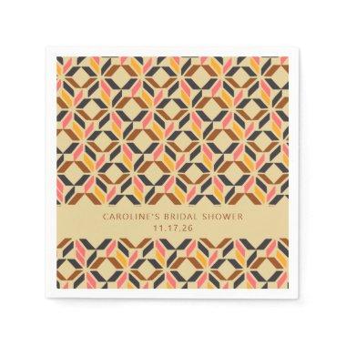 Modern Geometric Black Yellow Custom Bridal Shower Napkins