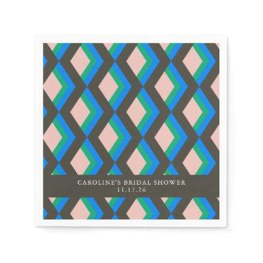 Modern Geometric Blue Green Custom Bridal Shower Napkins