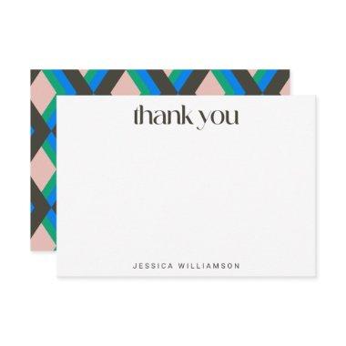 Modern Geometric Brown Blue Custom Bridal Shower Thank You Invitations