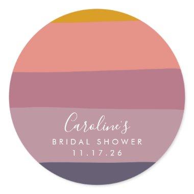 Modern Geometric Dusty Lilac Custom Bridal Shower Classic Round Sticker