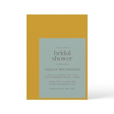 Modern Geometric Mustard and Sage Bridal Shower Invitations