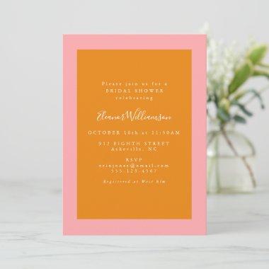 Modern Geometric Pink and Orange Bridal Shower Invitations