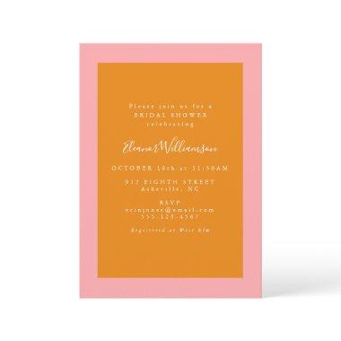 Modern Geometric Pink and Orange Bridal Shower Invitations