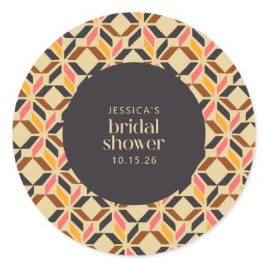 Modern Geometric Shapes Black Yellow  Classic Round Sticker