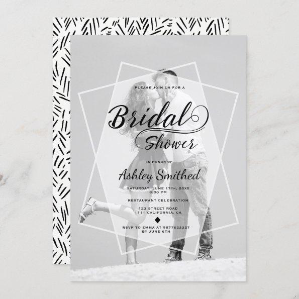 Modern geometric typography photo bridal shower Invitations