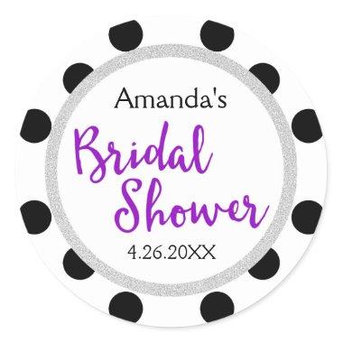Modern Girly Chic Dots Bridal Shower Classic Round Sticker