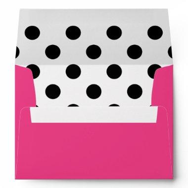 Modern Girly Fuchsia and Black Polka Dots Envelope