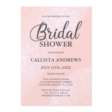 Modern Girly Pink Glitter Geometric Bridal Shower Invitations