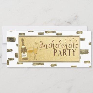 Modern Glam Bachelorette Party Poppin' Bottles Invitations