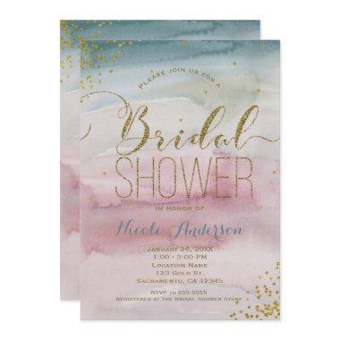 Modern Glam Watercolor Gold Confetti
